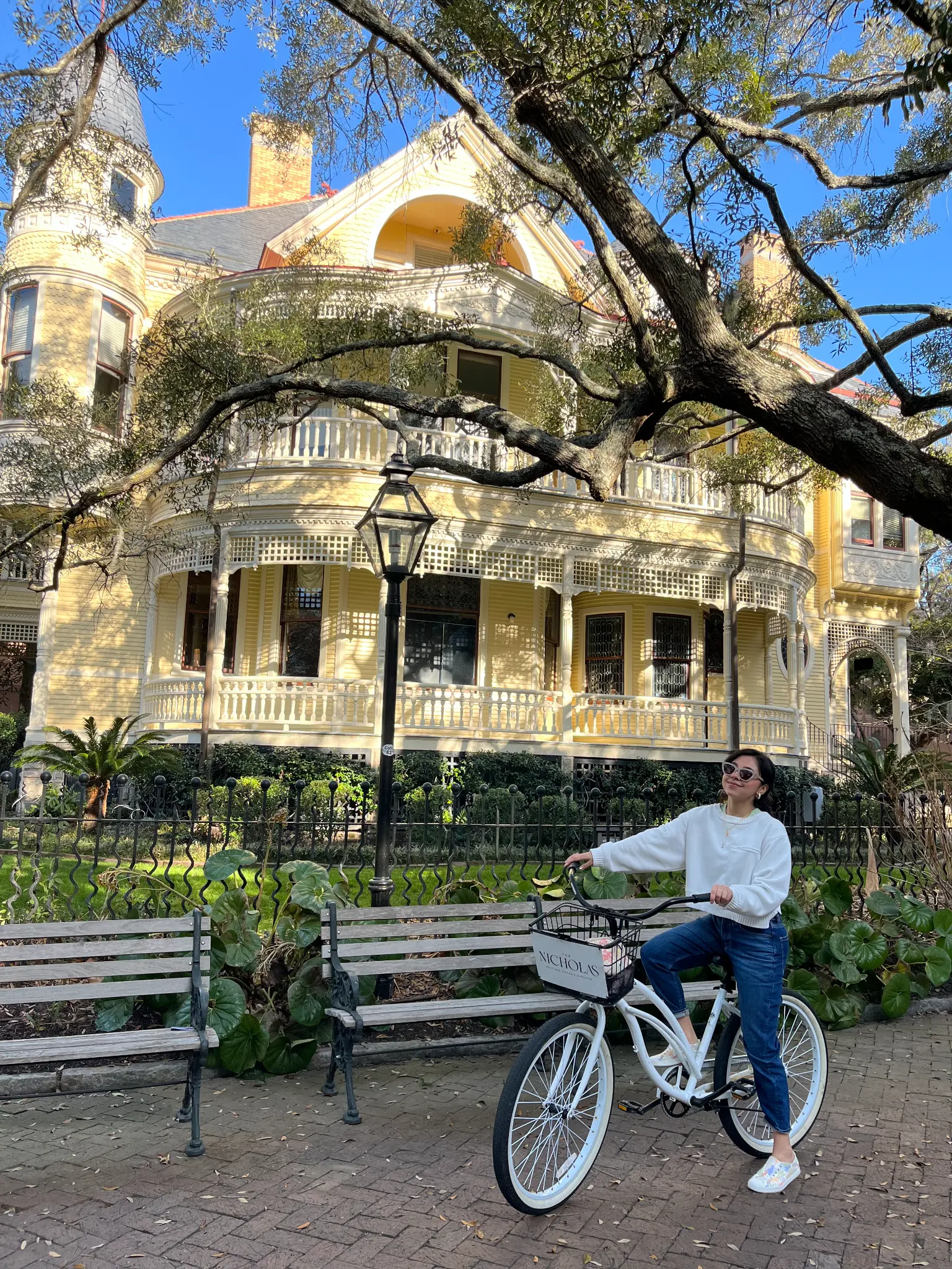 Abi exploring a city by bicycle