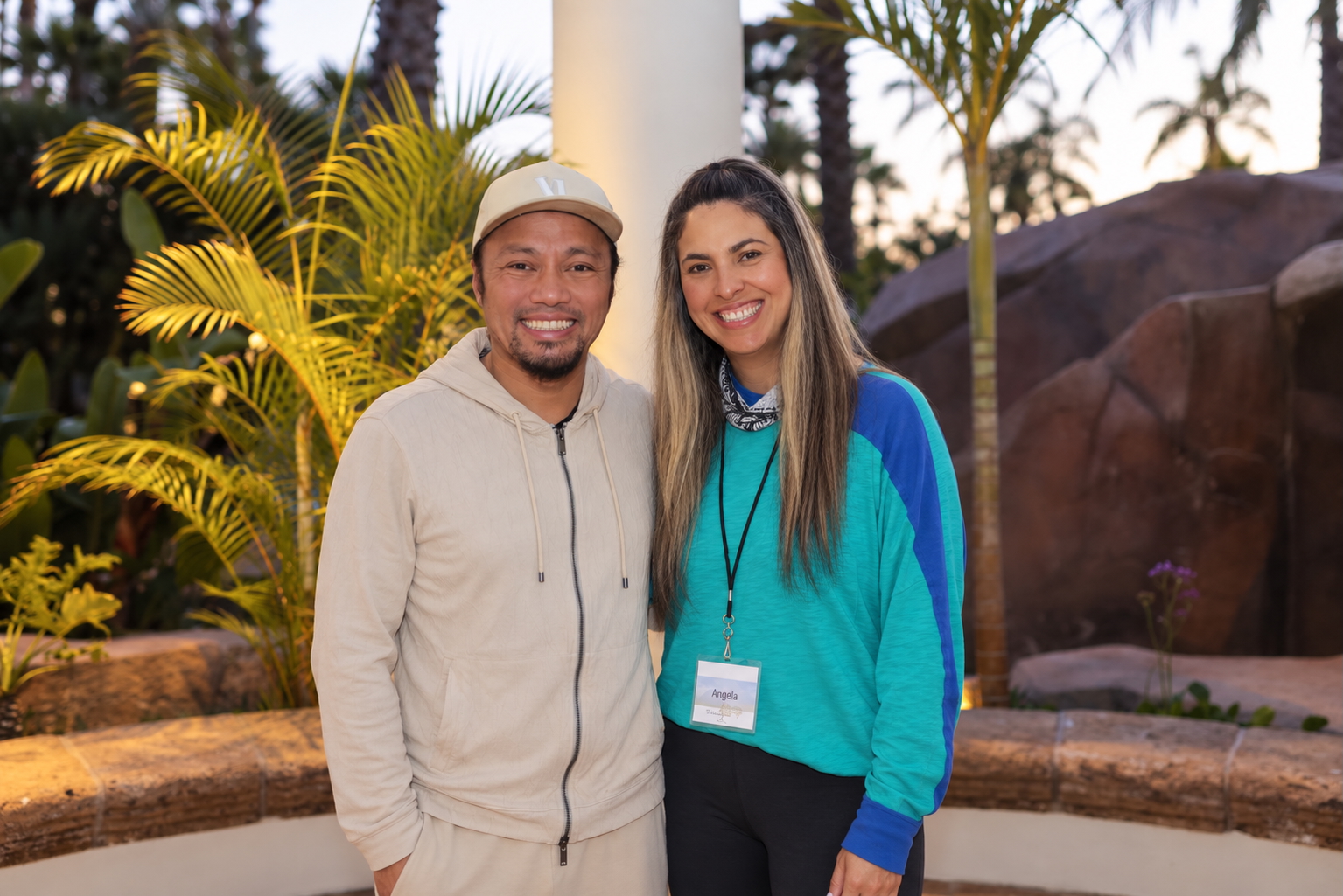 Angela with Sacred Geometry teacher Oliver Niño after years of advanced study