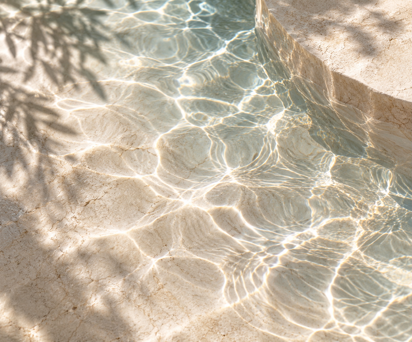 Natural channels of light connecting across water and stone