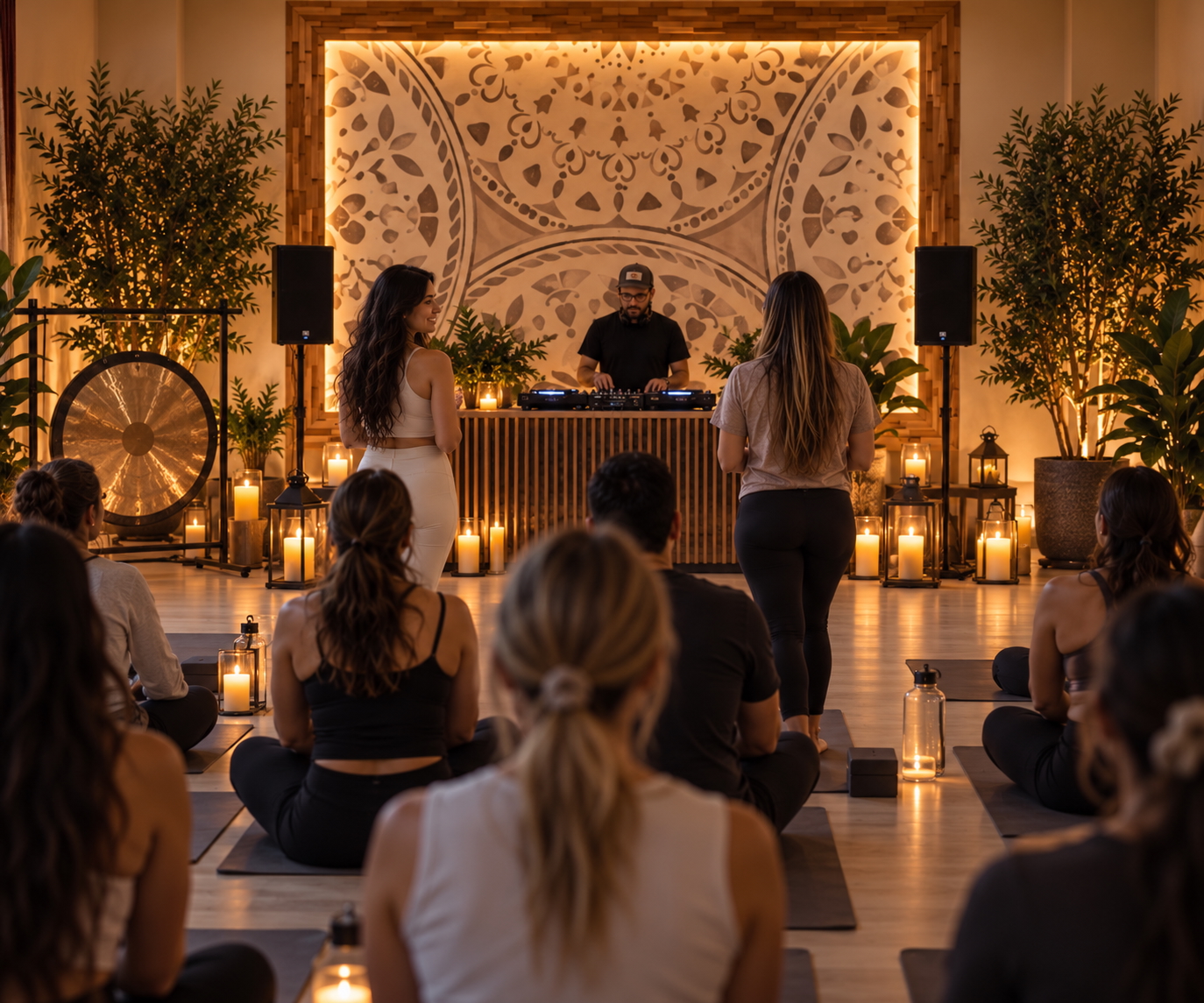 Abi, Angela, and John guiding the transition from movement into breathwork during Ritual in Motion